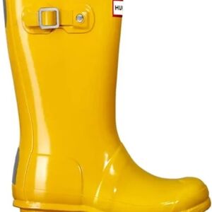 NWOT- HUNTER Big Kids Original Wellington Tall Gloss Rain Boots YELLOW